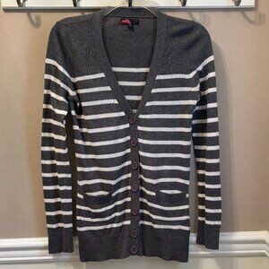 FOREVER 21 Cardigan Sweater Size S in colors Gray and White Stripe